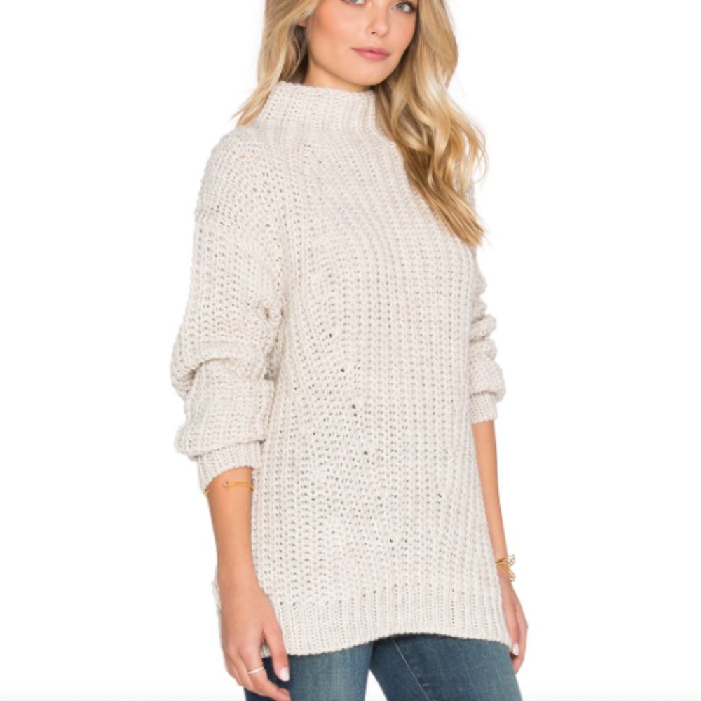 Sanctuary Oval Mock Neck Chunky Knit Sweater Large